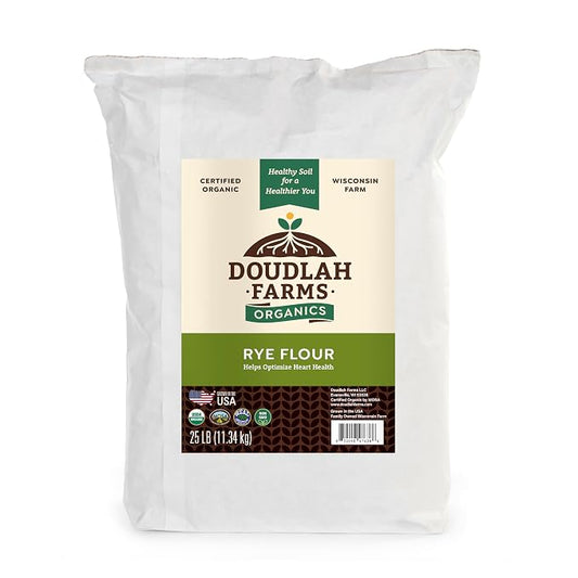 Organic Rye Flour 25 lb Bulk - Non-GMO, USDA Organic, Low Gluten, Vegan, For Baking, Cooking, Supports Heart Health & Digestion - USA Grown by a Wisconsin Family Farm