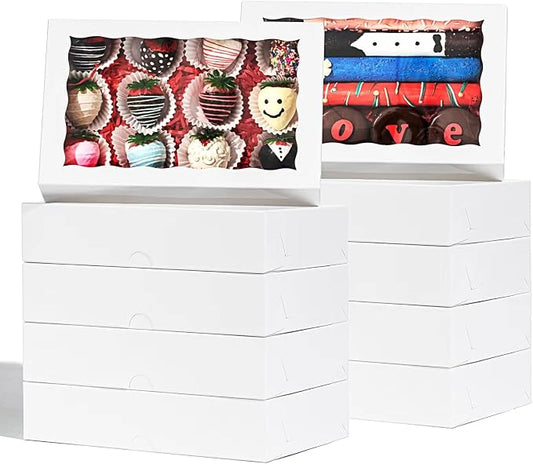 6 Pack Cookies boxes 9.5" x 6" x 2" Bakery Boxes with Window for Chocolate Bomb，Cookies,Macaron, cakesicle, oreo & Chocolate Covered Strawberries Boxes