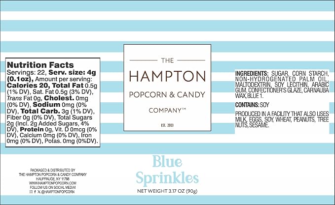 Blue Sprinkles Jimmies 3.17 oz, Sprinkles For Cake Decorating, Cake Sprinkles, Sprinkles For Baking, Ice Cream & More, The Hampton Candy Company