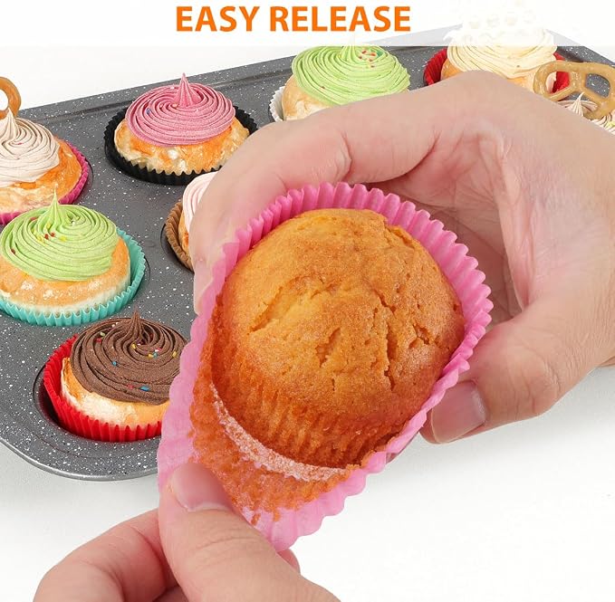 Standard Pink Cupcake Liners for Baking 200 Counts - Caperci Greaseproof Muffin Baking Cups for Wedding Birthday Party Baby Shower Festivals (Pink)