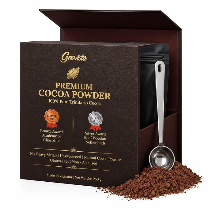Silver & Bronze International Award-Winning Cocoa Powder, 100% Pure Premium Cacao Powder, Raw, Naturally Rich in Flavanols, Unsweetened, Non-Alkalized, Low in Heavy Metals, for Hot Chocolate, Baking, Smoothies, Keto & Vegan Recipes