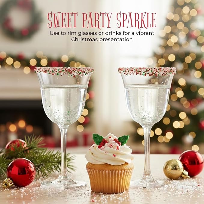 NY Spice Shop Sanding Sugars - 1 Pound Nonpareils Snowflake Red, Green & White Sprinkles - Edible Themed Festive Cooking Decor Sprinkles for Baking Essentials & Dessert Toppings