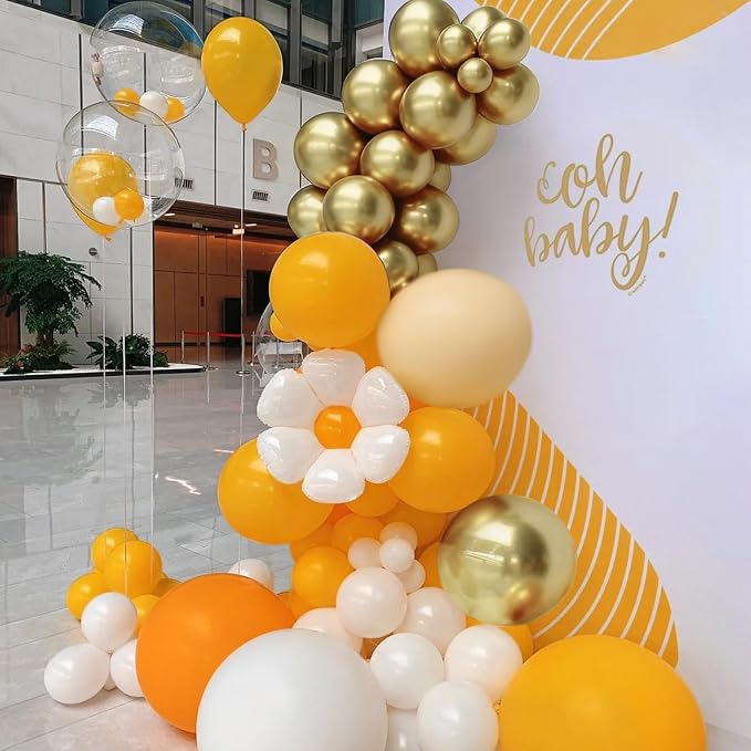 MEBAY Orange White Nude Gold Balloon Arch Kit, 166Pcs Dusty Orange White Sand Metallic Gold and Nude Balloons for Birthday Party Baby Shower Bridal Shower Wedding Decorations