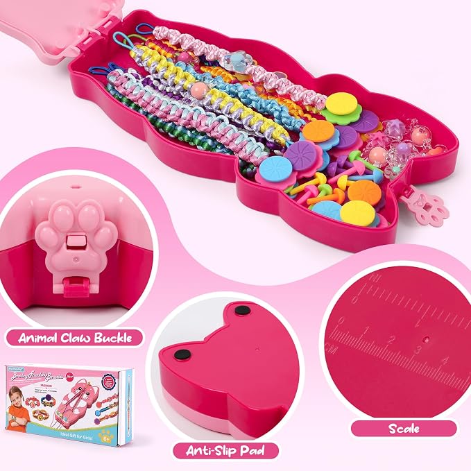 morwant Cat-Shaped Friendship Bracelet Maker - DIY Jewelry Craft Kit for Girls Ages 8-12, Makes Up to 15 Bracelets | Creative Birthday Gift, Summer Camp Activity, Party Favors & Playdate Toy