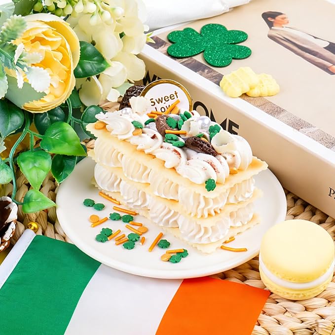St Patricks Day Sprinkles, 4.3oz Edible Green Shamrock Sprinkles Mix Jimmies Confetti for Baking Cupcakes Cookies Dessert