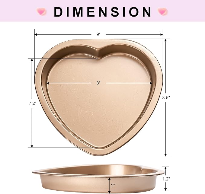 Yomvzake Heart Shaped Cake Pan, 8 Inch Heart Shollow Baking Sheet Cake Tray for Valentine's Day Cake Cookie Baking