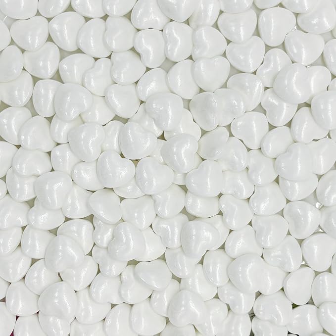 Dynastang White Heart Sprinkles Edible Heart Cake Decorating Heart Cake Decorations Cupcake Toppers Cookie Decorating Perfect for Cakes, Cupcakes, Desserts Toppings 3OZ