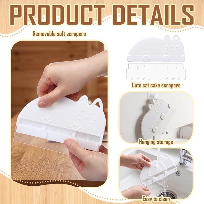 4 Pcs Cake Smoother Scraper with 8 Replaceable Flexible Blades Multi Pattern Edge Stripe Scrapers for DIY Icing Frosting Buttercream Kitchen Alisador De Acetato Para Pasteles Baking Tools