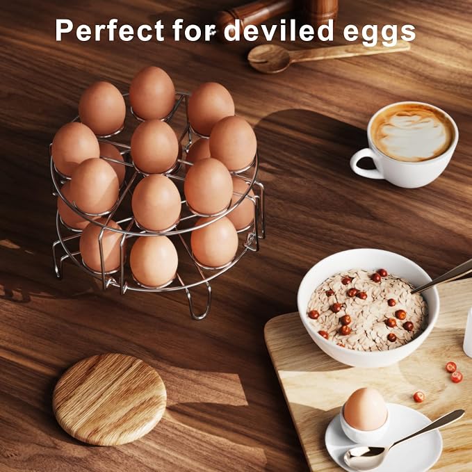 GSlife Egg Steamer Rack - Steel Trivet for Instant Pot Cooker, 2 Packs | Stackable 18 Egg Capacity, Steel Support for Pressure Cooker Meals, Deviled Eggs, Meal Prep, Steaming and Kitchen Daily Use