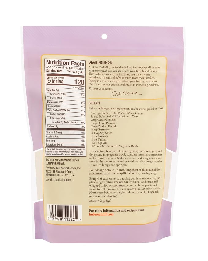 Bob's Red Mill Vital Wheat Gluten Flour, 20oz (Pack of 1) - Vegan, Keto Friendly, Kosher