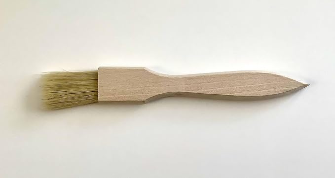 Tredoni 1.4" Flat Wooden Pastry Baking Brush Natural Bristles - Dusting Flour, Glazing & Basting Dough, Batter Egg/Oil Spreading Brush 3.5cm (Flat)