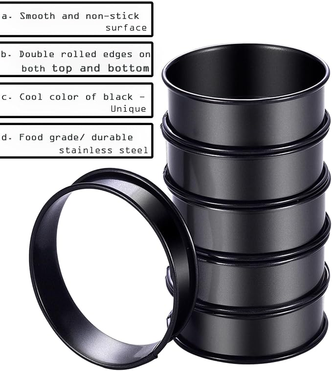 DATANYA 12Packs Crumpet Rings NONSTICK English Muffin Rings 3.15 Inch Stainless Steel Double Rolled Tart Ring Upgraded Round Metal Baking Cooking Pastry Ring Molds for muffins, pancakes
