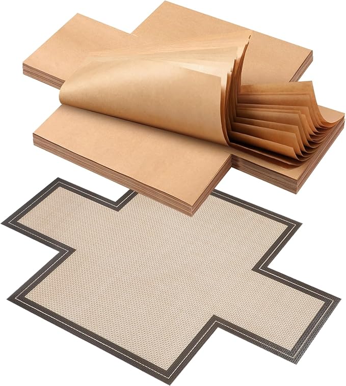 Webake 100PCS Unbleached Parchment Paper Loaf Pan Liners with 1 Reusable Silicone Loaf Liner for 9x5 1lb, 1.5lb & 2lb Loaves, Nonstick, Precut
