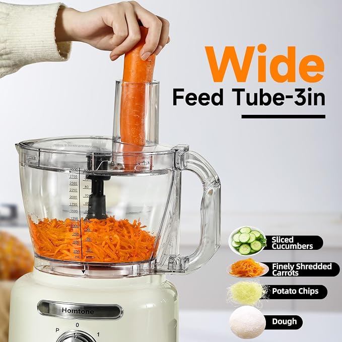 Homtone 16 Cup Food Processor, Large Food Chopper for French Fry Cutter | 9 Functions, Meat/Veggie Chopper, Bread Dough Knead, Slicer, Cheese Shredder, Egg White Whipper, Meal Prep, Dishwasher Safe