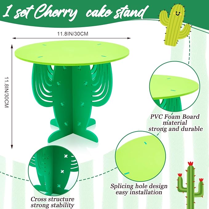 Lallisa 12" Cactus Cake Stand Mexican Cupcake Stand Holder Fiesta Party Western Cowboy Theme Cake Holder Decorations Cinco De Mayo Prop Hawaiian Party Favor Supplies