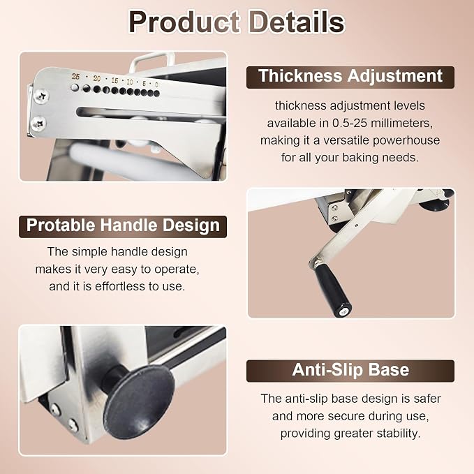 40.9''x15.5" Folding Dough Sheeter with Sheeter Board Portable Manual Dough Roller Machine Stainless Steel Sheeter Thickness Adjustable for Pizza Dough, Puff Pastry Dough