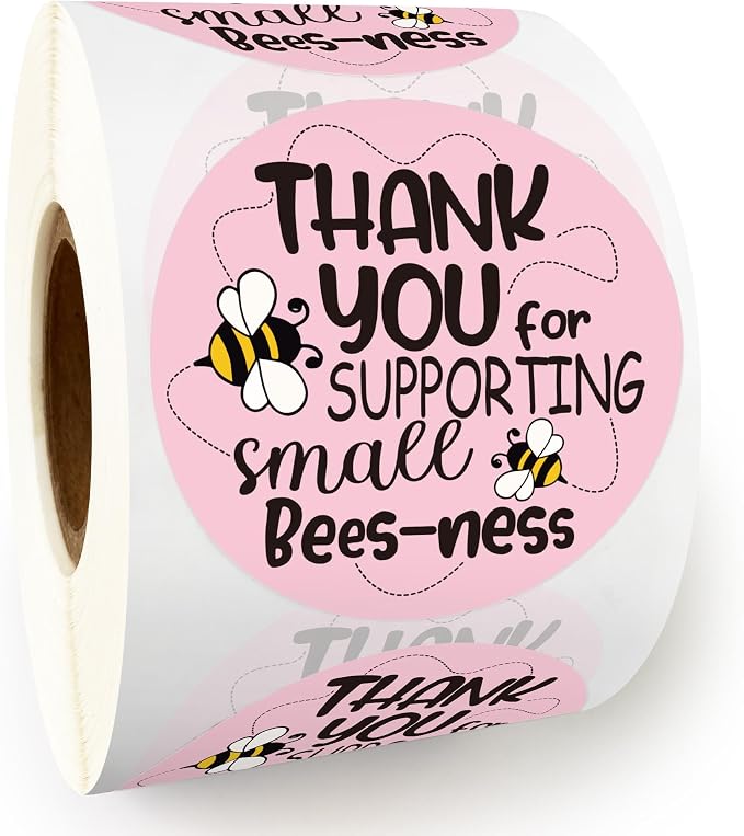 Pink Thank You for Supporting Small Business Stickers Roll，Cute 1.7 Inch Round Waterproof Labels – Packaging Seals for Orders & Bags – 500 PCS