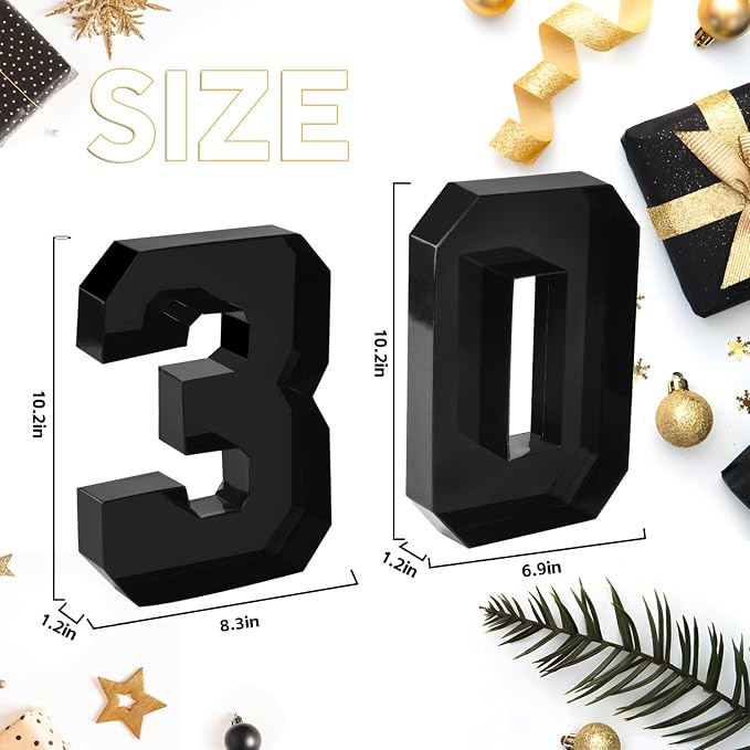 Cardboard Number for Charcuterie 30 Set Fillable Tray 10.2'' Black Charcuterie Paper Box for 30th Birthday Anniversary Party Decorations Chocolate Candy Cupcake Container