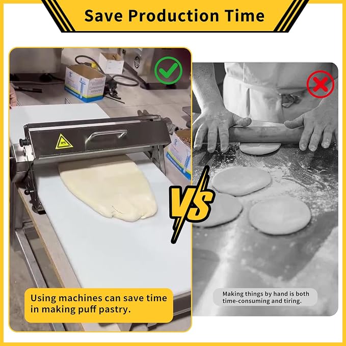 Dough Sheeter Machine for Home, Type 300 Manual Pastry Roller & Croissant Dough Laminator, Countertop Stainless Steel Laminadora de Masa for Pizza, Cookies, and Bread