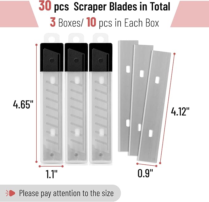 Bates- Replacement Scraper Blades, 4 Inch, 30 Pcs, Stainless Steel Razor Blades, Scraper Blades, Floor Scrapper Blade, Replacement Razor Blades, Paint Scraper Blades, 4 Inch Scraper Blades