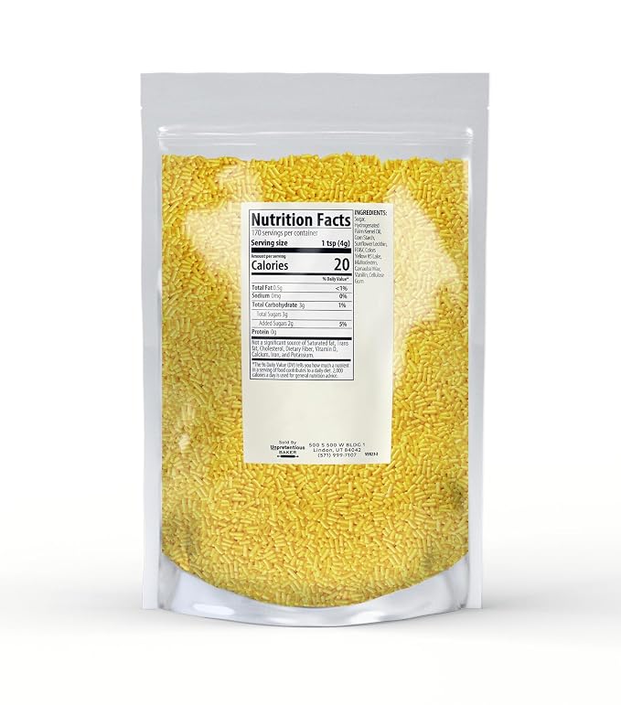 Unpretentious Yellow Sprinkles (1.5 lb) Bright & Colorful Jimmies, Decorative & Fun Topping for Baking