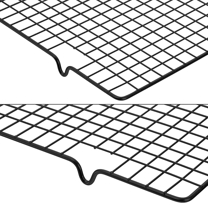 Tebery 4 Pack Black Heavy-Duty Wire Cooking Rack Baking Racks, Nonstick Baking & Cooling Grid for Roasting, Cooking, Grilling, Drying - 16" x 10"