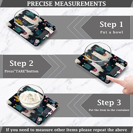 Food Scale Kitchen Scale for Baking Cooking Digital Food Weighing Measuring Scale Small Waterproof Electric Food Scale White Llama Green Cactus