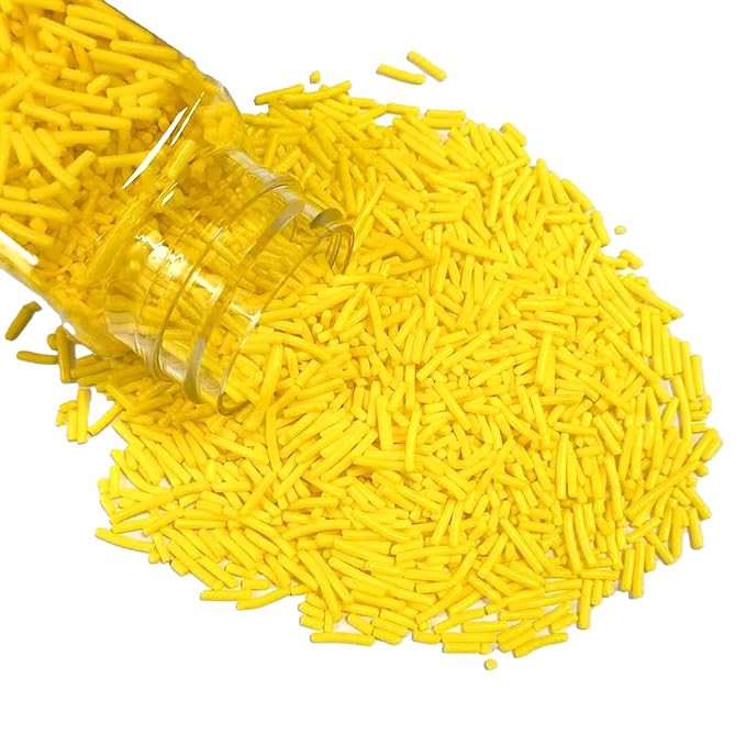 Sentovac Yellow Jimmies Sprinkles Edible for Cake Decorating Yellow Sprinkles Sugar Candy Cookie Cupcake Topper Ice Cream Baking Decorations Wedding Halloween Christmas Supplies 3.53oz