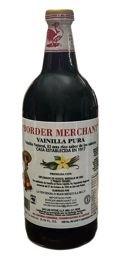 Border Merchant Vainilla Pura Mexicana Authentic Mexican Pure Vanilla Extract Glass Bottles 31oz 2Pk