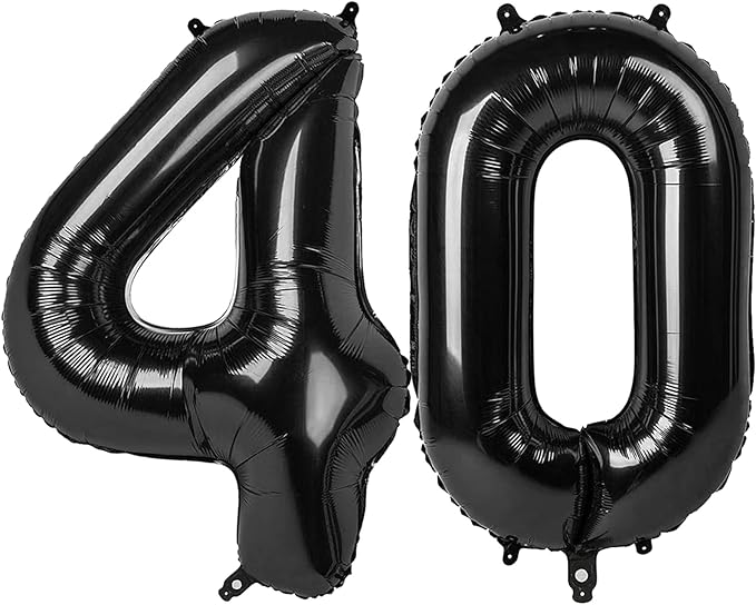Black Number 40 Balloon 40 Inch, 40th Birthday Party Decorations for Children, Giant 40 Foil Balloon for Party Supplies