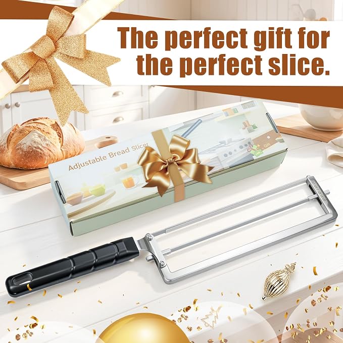 Adjustable Bread Slicer for Homemade Bread,Precision Adjustable Bread Knife With Slicing Guide, Metal Bow Frame,Sourdough Bread Knife Slicer for Homemade Bread, Sourdough, Bread Loaf,Bagels, Loaves