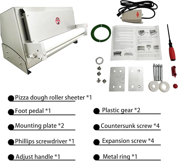 110V 450W Electric Pizza Dough Roller Sheeter Pastry Press Making Machine 3.9"-15.7" Pizza Forming Machine
