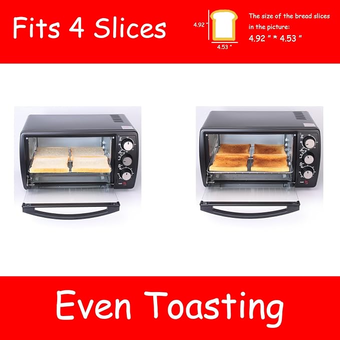 GT12 Black Countertop Toaster Oven, 12L Compact Small Oven, 1200W, Fits 4 Slices, 4 Cooking Modes, 60-Min Timer & Adjustable Temperature, For Toast, Bake & Broil, Ideal for Apartment & Dorm
