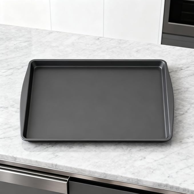 17"x11" Nonstick Baking Sheet - Large Rectangle Cookie Pan for Cookies/Brownies/Roasting, Gray