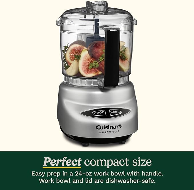Cuisinart Mini-Prep Plus Food Processor, 3-cup Mini Food Processor to Chop Herbs, Vegetables, and Hard Cheese, 3-cup Work Bowl, Reversible Stainless Steel Blade, DLC-2APK, Pink