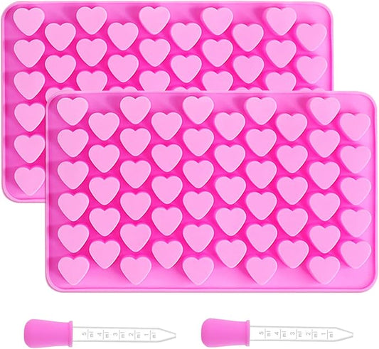 Silicone Heart Gummy Molds Set of 4, Heart Molds with 2 Droppers for Convenient Filling, Candy Molds for Gummie, Candy, Chocolate
