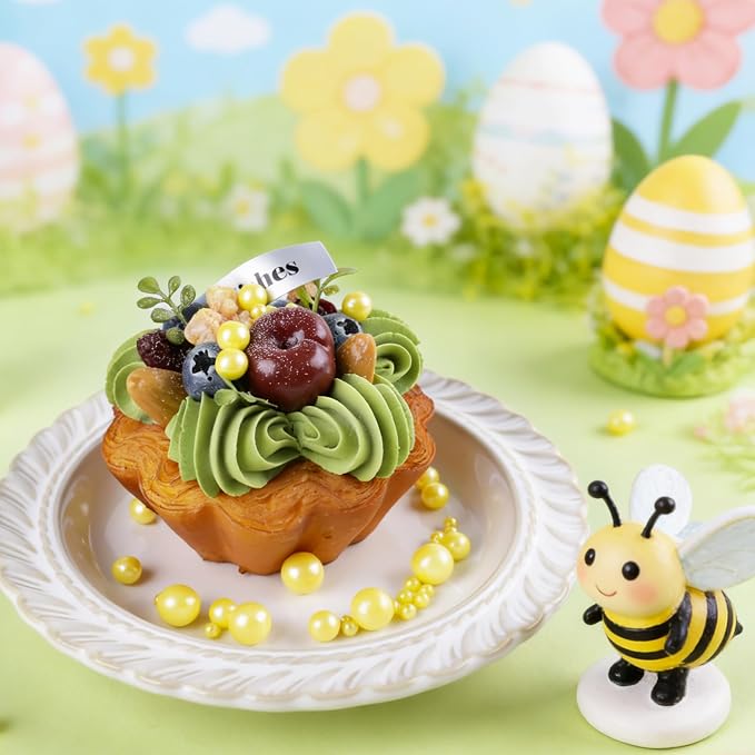 Yellow Pearl Sprinkles for Cake Decorating, 4 Sizes Sugar 130g/4.6oz, Cupcake, Ice Cream, Donuts, Macaron Toppings Supplies (2mm, 4mm, 7mm, 1cm)