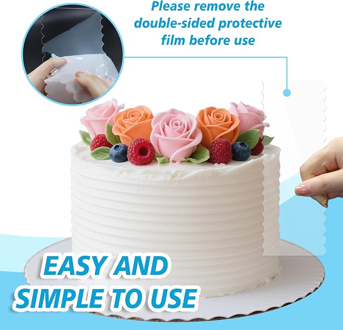 8 Pieces Cake Scraper Smoother, 9.5 In Acrylic Icing Smoother, Double Sided Patterned Edge Cake Combs for Buttercream, DIY Baking Decorating Supplies for Home Bakery (8pcs)