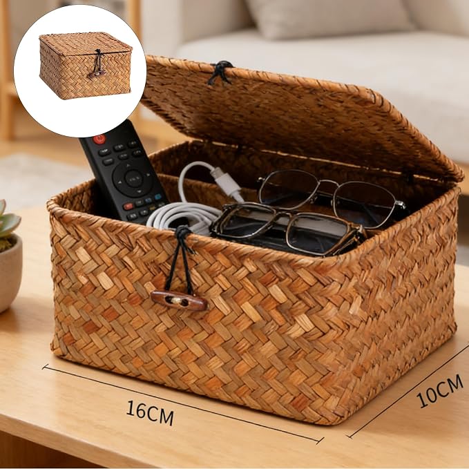 Covered Handcrafted Rattan Storage Basket User Friendly Materials for Neat Organization in Various Rooms User Friendly Organizers