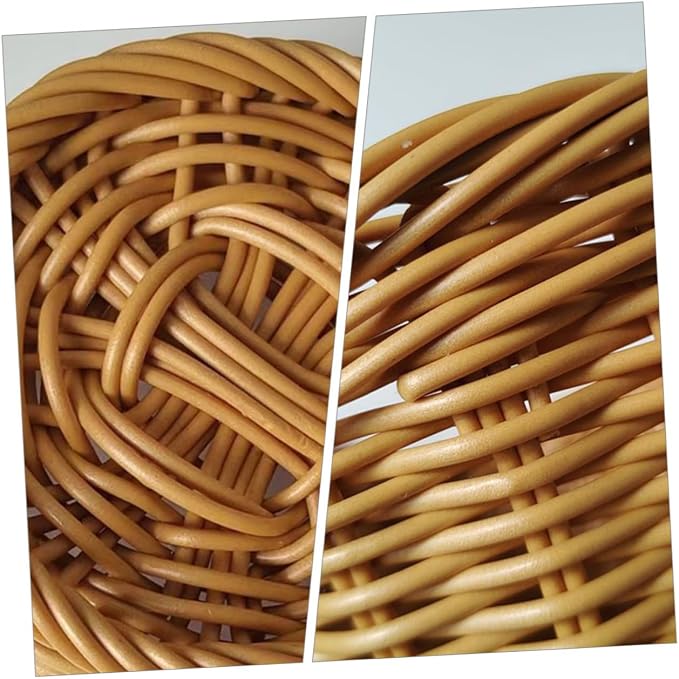 Handwoven Rattan Bread Serving Basket and Fruit Storage Basket Medium Size for Tabletop Snacks and Vegetable Display Natural Fiber Holder for Home Dining and Entertaining