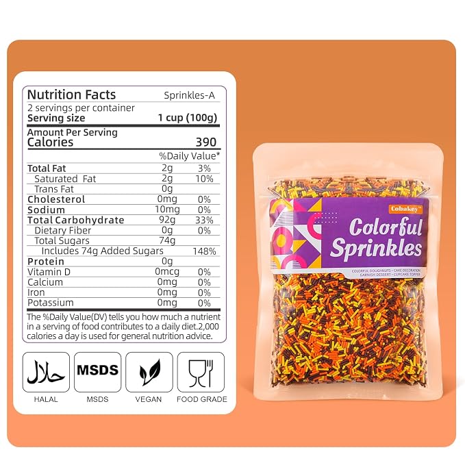 Autumn Jimmies Thanksgiving Sprinkles 7oz - Orange, Yellow, Brown Edible Fall Sugar Candy for Cookie, Cake, Ice Cream, Cupcake Decorating, Halloween Christmas Baking Supplies