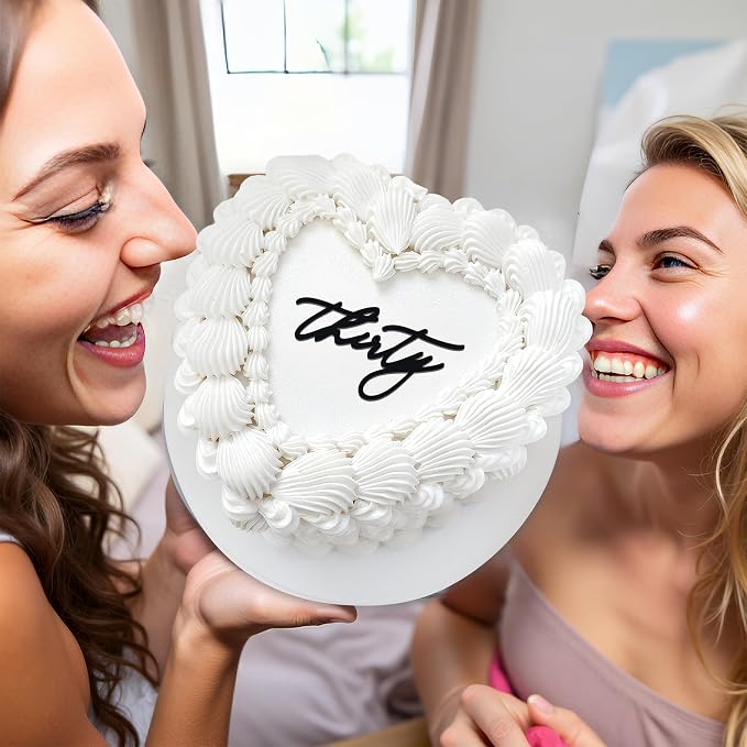 30th Birthday Cake Topper – Acrylic "Thirty" Cake Charm for Milestone Birthday, Dirty 30 Party Decorations for Him & Her (Thirty)