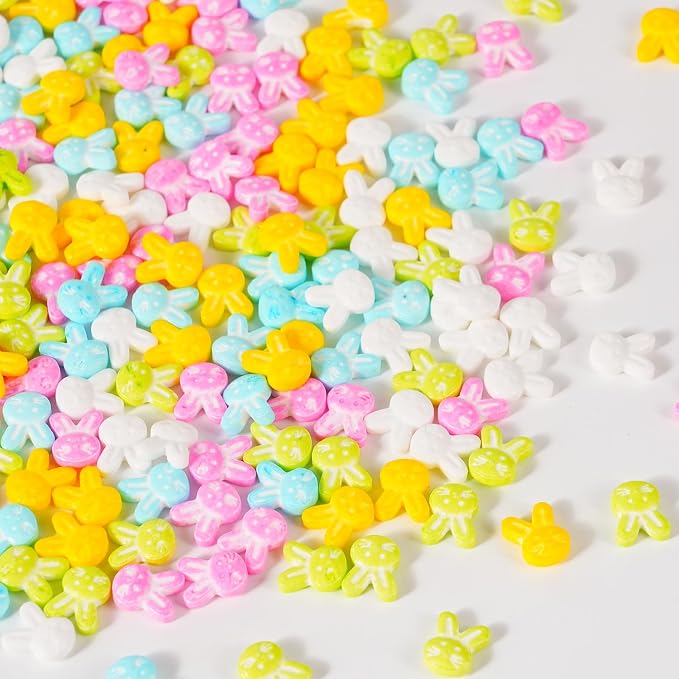 Easter Bunny Sprinkles, Pastel Rabbit Sprinkles in Pink Blue Yellow White Green, Edible Bunny Candy for Baking, Cake Decorating, Easter Egg Cookies & Spring Celebration Carrot Patch Cupcakes Topper Chocolate