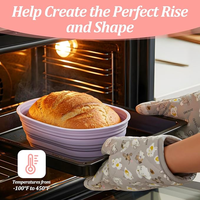 4 Pcs Silicone Bread Proofing Baskets, 10 Inch Foldable Oval Banneton Basket Sourdough Bread Baking Supplies Dough Proofing Bowl for Making Breads (4 Colors)