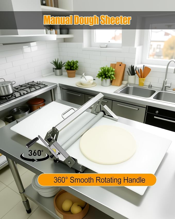 Folding Dough Sheeter 40.9" x15.5" for Bread Pizza Pie Crust Pastry, Manual Dough Machine, Stainless Steel Dough Roller, Adjustable Thickness | Manual Dough Machine, Adjustable Thickness, Stainless Steel