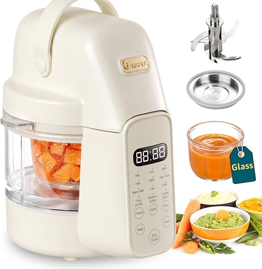 IAGREEA Baby Food Maker, 9-IN-1 Glass Baby Food Processor Steamer Puree Blender Grinder, One Step Auto Cooking Machine for Homemade Baby Food, BPA-Free
