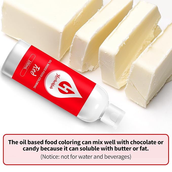 Red Oil Based Food Coloring for Chocolate – Herbeklab 100ml Professional Concentrated Oil Food Dye for Candy Melts, Chocolate, Cake Pops, Strawberries & Baking
