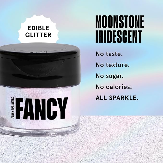 Fancy Sprinkles Moonstone Iridescent Edible Glitter | Luster Dust for Drinks, Cocktails & Cake Decorating | Vegan, Gluten Free, Non-GMO | Made in USA | 3 jars Of Moonstone Iridescent, 4gm each