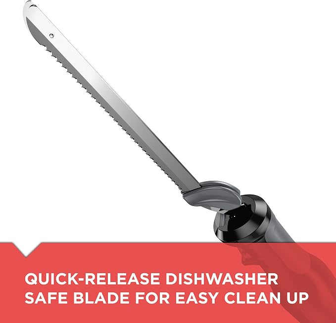 BLACK+DECKER Comfort Grip Electric Knife with 7-Inch Stainles Steel Blades & Safety Lock Button, Ideal for Carving, Slicing & Cutting Meats, Turkey Bread & Craft Foam, Dishwasher Safe (Pack of 4)