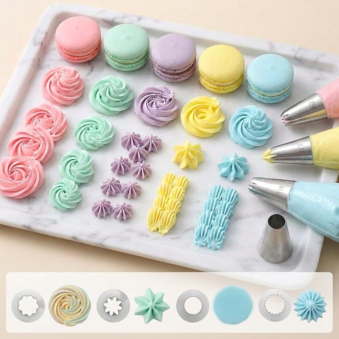 Large Piping Tips Stainless Steel Round Piping Tip Icing Pipings Nozzle Tip Set 4 Pcs Frosting Pipings Kit Pastry Cake Decorating Tips Baking Tools for Cupcake Cake Cookie Decorating